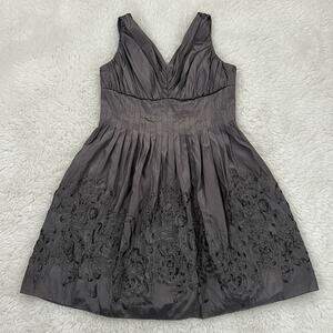 Suzi Chin for Maggy Boutique Women's Taupe Pleated Midi Dress - Size 14W
 b81